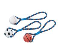 Nobby Full Rubber Dog Ball With Throwing Rope 8 Cm, Durable, Colorful, Fetch Toy