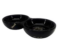 Nobby Golden Cat Ceramic Double Bowl 22.0 x 4.0 cm 2 x 0.13 L Black