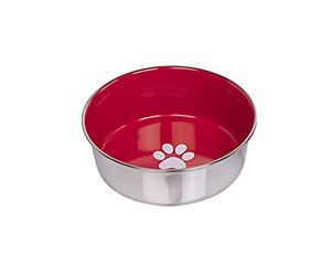 Nobby InchHeavy Paw Inch Stainless Steel Bowl, Non-Slip, 20.5 cm, 1.8 Litres, Red
