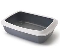 Nobby Isis Cat Litter Tray with Rim, 42 cm, White/Cold Grey