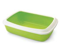 Nobby Isis Cat Litter Tray with Rim, 42 cm, White/ Lime Green