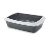 Savic Iriz 50 Litter Tray + Rim - 50 x 37 x 14cm - White and Cold Grey