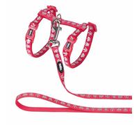 Nobby Cat Set Royale Red Dish & Leash Nylon Continuously Adjustable