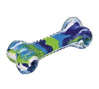 Nobby Rubber Bone Dog Toy 18cm Camouflage - Durable Natural Rubber Chew and Fetch Toy with Treat Openings for Dental Care