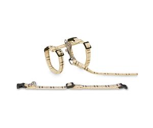 Nobby Tartan Beige Set For Cats, Adjustable, With Collar And Leash