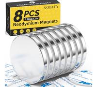 NOBEFY 8 Pack Strong Magnets Heavy Duty, Powerful Neodymium Magnets with Double-Sided Adhesive, Rare Earth Magnetic Disc with Adhesive Backing for Fridge, DIY, Office, Door, Shower Curtain