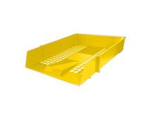 Nobel 3-Tier Stackable Letter Tray Desk Organiser with Risers, Black, for A4 Documents, Space-Saving Filing System (Yellow, 2 Trays + 4 Risers)