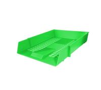 Nobel 3-Tier Stackable Letter Tray Desk Organiser with Risers, Black, for A4 Documents, Space-Saving Filing System (Green, 6 Trays + 16 Risers)