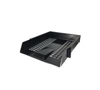 Nobel 3-Tier Stackable Letter Tray Desk Organiser with Risers, Black, for A4 Documents, Space-Saving Filing System (Black, Single Letter Tray)