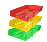 Nobel 3-Tier Stackable Letter Tray Desk Organiser with Risers, Black, for A4 Documents, Space-Saving Filing System (Traffic Colours, 3 Trays + 8 Risers)