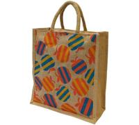 Nobel Apple Design Zippable Jute Bag Medium Size Luxury ReusablE- PACK OF 2