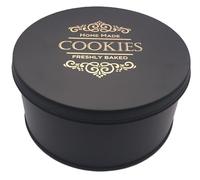 Nobel Bit & Bobs Round Deep Cake Storage, Flat Canister Cake,Biscuit,Cookies Storage tin Container ideal for Roti Chapati, cake Size 21.5cm (Black-Vintage)
