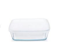 Nobel Borosil Glass Food Storage Container Set with Lids, 500ml, 800ml, 1.6L, Square, Borosilicate Glass (0.8 Ltr -18.0x18.0x5.8cm)