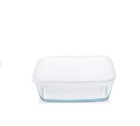 Nobel Borosil Glass Food Storage Container Set with Lids, 500ml, 800ml, 1.6L, Square, Borosilicate Glass (0.5 Ltr -14.7x14.7x5.5cm)