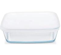 Nobel Borosil Glass Food Storage Container Set with Lids, 500ml, 800ml, 1.6L, Square, Borosilicate Glass (1.6 Ltr -21.0x21.0x6.5cm)