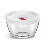Nobel Borosil Glass Mixing Bowl with a White Plastic lid, Clear and Round in Shape, is Microwave and Dishwasher Safe, Featuring an airtight Design with a (900ml with Lid)