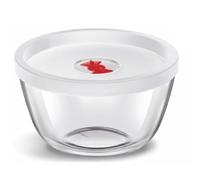 Nobel Borosil Glass Mixing Bowl with a White Plastic lid, Clear and Round in Shape, is Microwave and Dishwasher Safe, Featuring an airtight Design with a (1300ml with Lid)