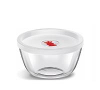 Nobel Borosil Glass Mixing Bowl with a White Plastic lid, Clear and Round in Shape, is Microwave and Dishwasher Safe, Featuring an airtight Design with a 0.5-Litre (500 ml) Capacity.