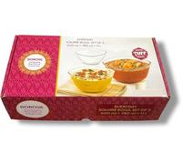 Nobel Borosil Square Shape Borosilicate Glass Serving & Mixing Bowl, Microwave & Dishwasher Safe, Transparent, (Set of 3-0.5,0.78 & 1.1 LTR.)