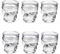Nobel Cello Crystal Clear Skull Face Shot Glasses 60ml, 6pcs