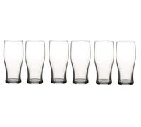 Nobel Classic British Pint Glasses, 20oz Craft Beer Tumbler, Easy Stacking, (Set of 6)