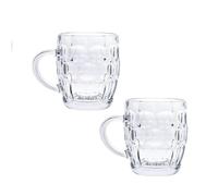 Nobel Classic Dimple Glass Beer Tankard Mugs, Pub Style Stein with Handle, (Set of 2-1/2 pint-28.5ml)