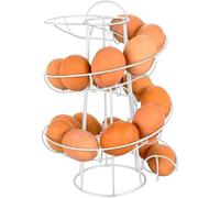 Nobel Free Standing Egg Skelter Dispenser Rack Spiral White Metal Egg Skelter, Organizer Display Holder