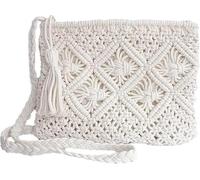 NOBEL HANDICRAFT Handmade Macrame Bag - Boho-Chic Cotton Crossbody Tote with Tassels, Eco-Friendly, Stylish Shoulder Bag for Everyday Use Collection, White, M, White, Medium, White, Medium