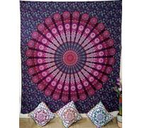 Nobel Indian Mandala Wall Tapestry for Bedroom Aesthetic Home Decor Living Room Bedding Throw Hippie Bohemian Psychedelic Yoga Meditation (PLUM PURPLE, Queen (84x90Inches)(215x230Cms))