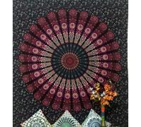 Nobel Indian Mandala Wall Tapestry for Bedroom Aesthetic Home Decor Living Room Bedding Throw Hippie Bohemian Psychedelic Yoga Meditation (BURGUNDY, Queen (84x90Inches)(215x230Cms))