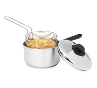 Nobel Stainless Steel Chip Pan with Basket and Lid Silver 20 cm