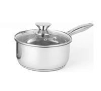 NOBEL Stainless Steel Deep Two Tone Saucepan with Glass Vented Lid Heat Resistant Handles, Ideal for All hobs (20 cm Dia. - 3.0 Litre)