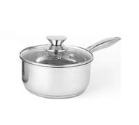 NOBEL Stainless Steel Deep Two Tone Saucepan with Glass Vented Lid Heat Resistant Handles, Ideal for All hobs (18 cm Dia. - 2.3 Litre)