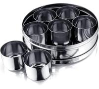 Nobel Stainless Steel Masala Dabba (Spice Box), Authentic Indian Style Dabba with 7 Removable Compartments & 1 Spoons See through Lid (20cm Diameter)