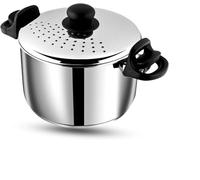 Nobel Stainless Steel Pasta, Rice Pot with Strainer lid - 4 Litre, SAS Bottom Rice Steamer Cooker, Noodles, Veggies Boiler Pot with Locking Handles, Induction Base| Double Boiler -2 Year Warranty