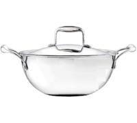 Nobel Stainless Steel Tri-Ply Deep Wok, Kadai with Lid, Induction Friendly Cooking Pan (30 cm - 5.5 Litre)