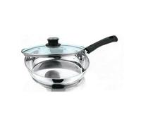 Nobel Stainless Steel Triple ply with Vented Glass Lid Fry Pan, Saucepan (Induction Friendly), Silver (20 cm. Induction FryPan Glass Lid)