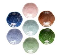 NobeOnbe 7pcs Ceramic Mini Dessert Plate, Chinese Retro Tea Cake Snack Dish, Colored Small Bowl 4inch