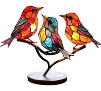 NobeOnbe Three Multicolored Bird Ornaments, Acrylic Iron Art, 3D Three-Dimensional, Colorful Bird Craft Decorations