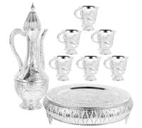 NobesOnbet 7-piece alloy wine set, European retro home wine glass, silver wine pot, metal zinc alloy handicraft decoration