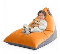 Nobildonna 4ft Bean Bag Chair Cover (No Filler) for Adults, 400L Extra Large Triangular Beanbag Chair Cover, Washable Beanbag Without Filling Ultra Soft Lazy Sofa Premium Velvet Cover (Orang Grey)