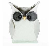 Nobile Glassware Fused Glass Owl in White and Grey