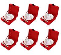NOBILITY Bowl Spoon Set Silver Plated Dry Fruits Dessert Serving Sets for Diwali Wedding Return Gift Items Friends Family Home Decorative Corporate Gifts 6 Sets