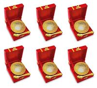 NOBILITY Silver Plated Bowl Spoon Set Light Weight with Red Box Dessert Dry Fruits Serving Wedding Return Gifts Diwali Christmas Eid Friends Family Home Decoration Corporate Gift Items 6 Sets