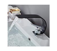 NOBIRTBSA Low Arc Modern Bathroom Faucet, Brass Ceramic Valve Vanity Sink Faucet, Single Handle Hot and Clod Water Mixer Tap, One Hole Waterfall Basin Faucet,A(C)