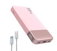 NOBIS Portable Charger, 10000mAh Power Bank Fast Charging, Battery Pack with C to C Cable, Battery Bank with Digital Display for Phone Pad Android etc (Pink, 35W)