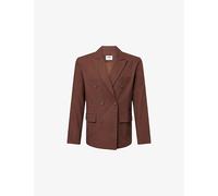 Nobl Mens Nobl Dante Double-Breasted Linen Blazer Brown S
