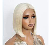 NOBLE 613 Blonde Bob Wig Short T Part HD Lace Front for Women - Straight Synthetic Middle Part Blunt Cut for Daily Party Use - 10 Inches