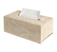 Noble and Light Luxury Natural Travertine Marble Household Tissue Box for Bathroom | Office | Desk | countertop | Vanity | Bedroom | Bedside Table |Beige