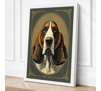 Noble Basset Hound Vintage Canvas Wall Art Print 18x12 Inch